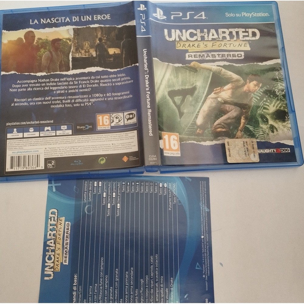 Uncharted Drake's Fortune Remastered Sony PlayStation 4 ps4